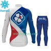 Kind Fietskleding (Wielershirt Lange Mouw + Fietsbroek Lang) 2017 FDJ N001 Winter Thermal Fleece